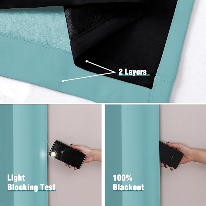 ChrisDowa 100% Blackout Curtains 90 inch Long