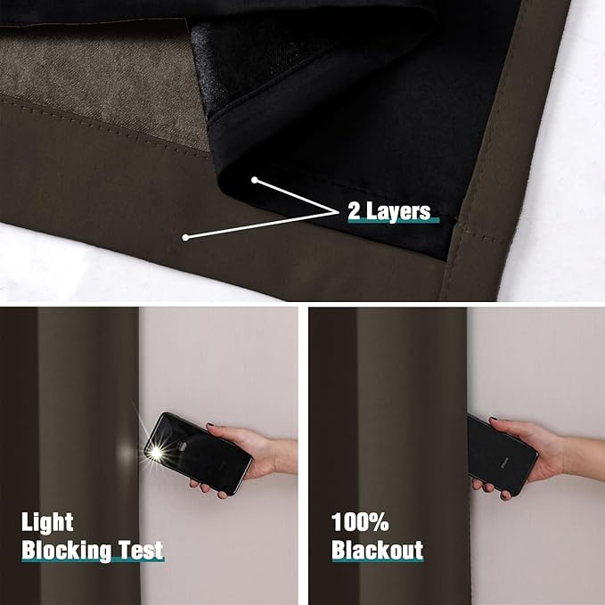 ChrisDowa 100% Blackout Curtains 84 inch Long