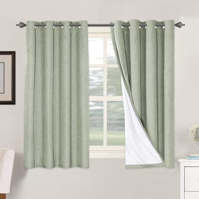 H.VERSAILTEX Linen Blackout Curtains 54 Inches Long 100% Absolutely Blackout