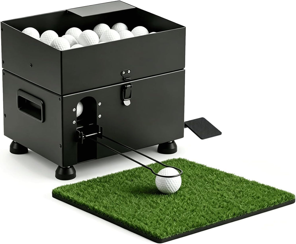 Golf Ball Dispenser 60-Ball Golf Ball Launcher Foot Pedal Heavy-Duty