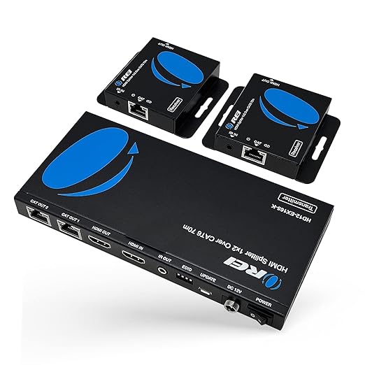 OREI 4K 1x2 HDMI Over ethernet Extender Splitter Over CAT6/7 ethernet Cable
