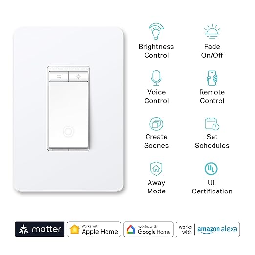 Kasa Smart Kasa Matter Smart Dimmer Switch: Voice Control w/Siri, Alexa &