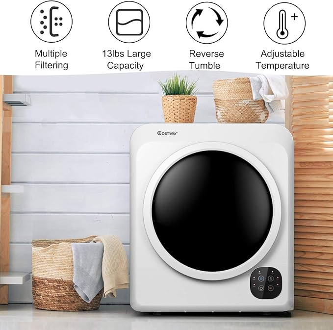 COSTWAY 1700W Electric Portable Clothes Dryer, 13.2 lbs Capacity Front Load