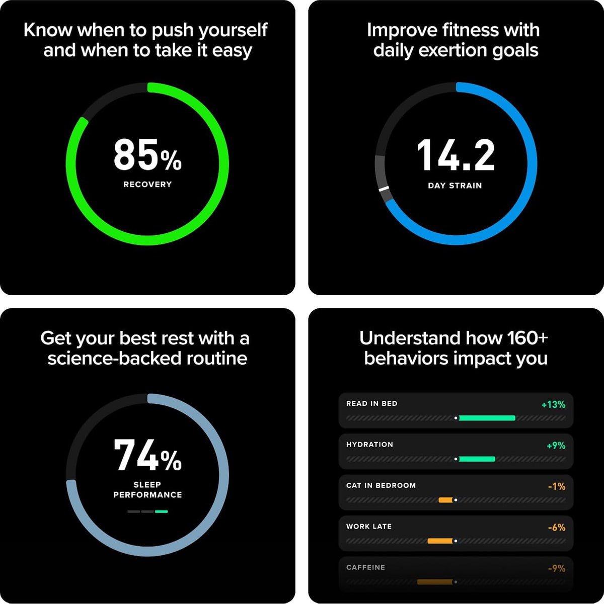 whoop 5.0/mg activity tracker - 12 month membership shown in use