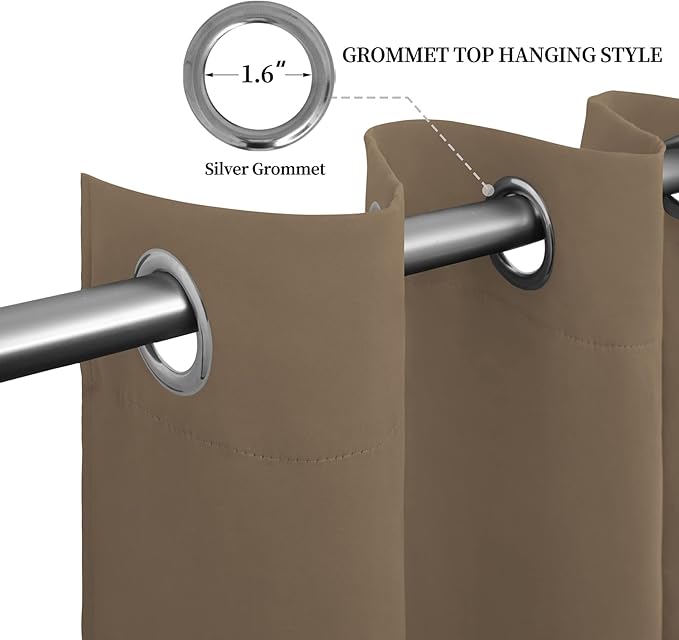 Easy-Going Blackout Curtains for Bedroom, Solid Thermal Insulated Grommet and