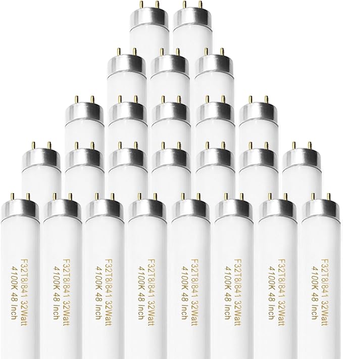 25 Pack F32T8/841 Fluorescent Tube 48 Inch, T8 Fluorescent Light Bulb 4 Foot 32