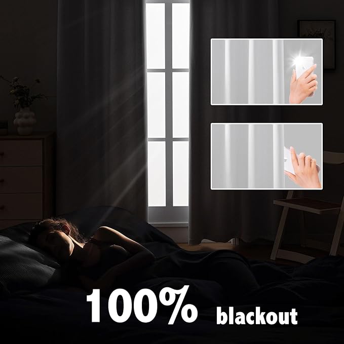 Anytime 100% Blackout Curtain 2 Panels Set, Thermal Insulated Window Drapes