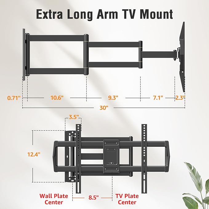 ELIVED Long Arm TV Wall Mount for Most 42-75 Inch TVs, 30 Inch Long Extension