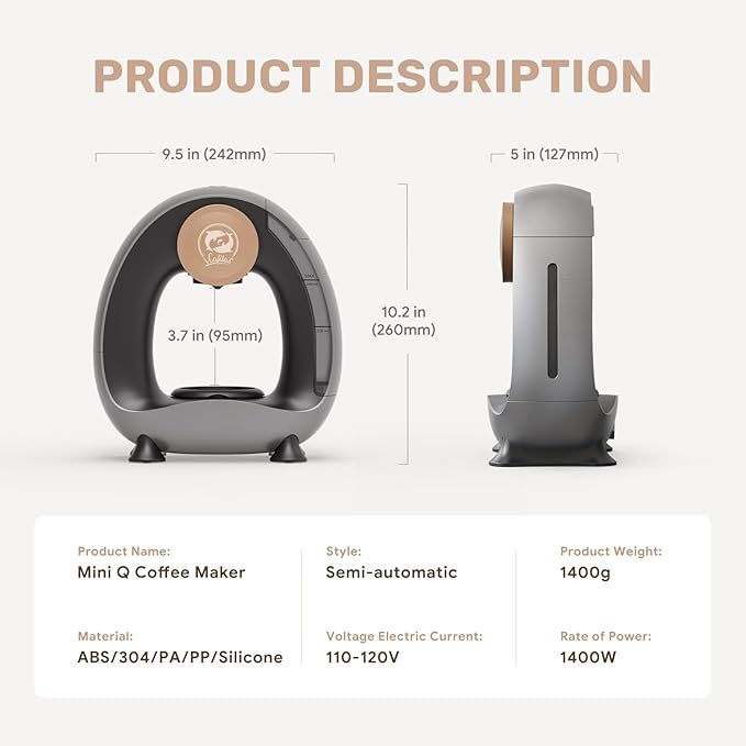 Single Serve Coffee Maker, Fast Brew in 2 minutes, Stylish＆Compact Design