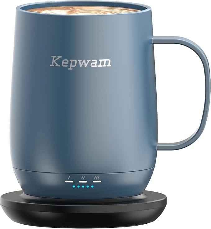 Kepwam Self Heating Coffee Mug T2, 16oz Smart Heated Coffee Mug, 150 Min