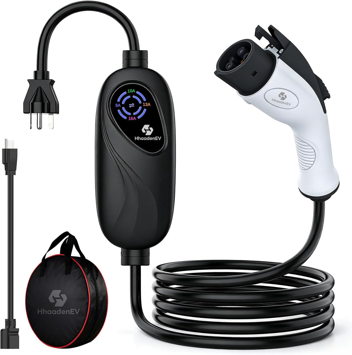 17FT Level 1 & 2 Portable EV Charger, 16A J1772 Electric Car Charger