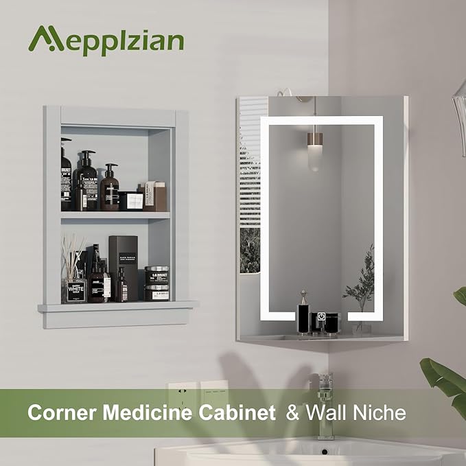 Recessed Medicine Cabinet, in Wall Shower Niche, 14x18 Bathroom Cabinet