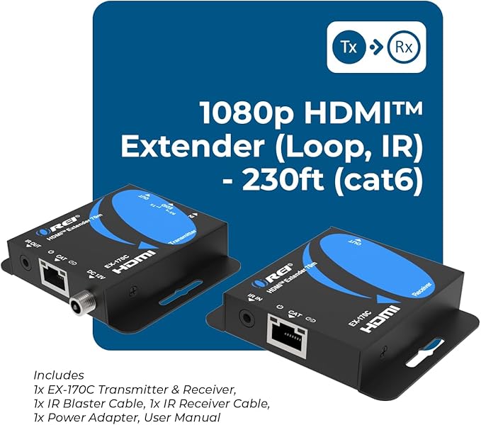 OREI 4K HDMI over Ethernet Extender Over CAT5/CAT6/CAT7,