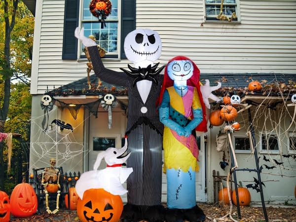 Nervure 6Ft Halloween Decoration Outdoor Inflatable - Halloween Inflatable Decorations with Skeleton Dog and Pumpkin- Blow Up Inflatables with Built-in LED Lights for Yard Garden Lawn Decor