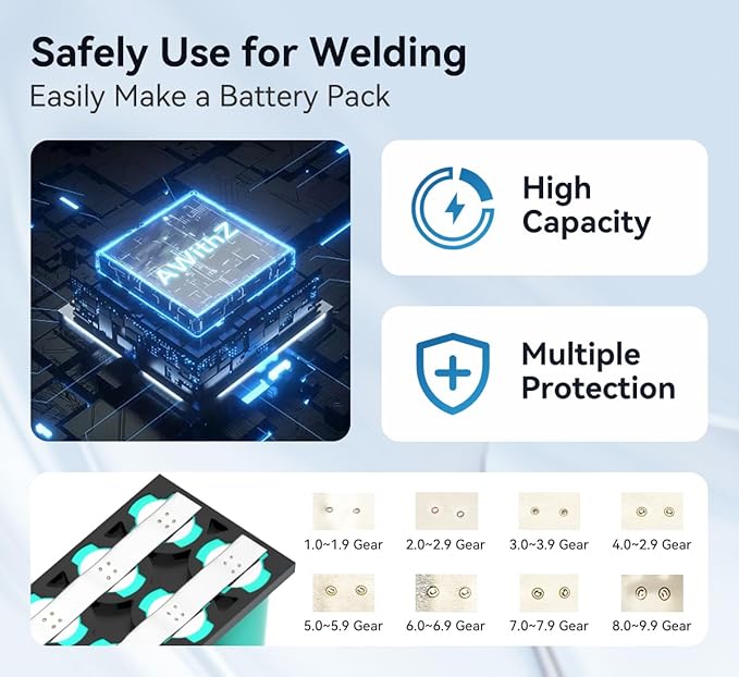 Battery Spot Welder, AWithZ 1.5" LCD Screen Recyclable 11000mAh Spot Welder