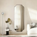 ANDY STAR 18" x 48" Full Length Wall Mirror, Large Brushed Nickel Bathroom