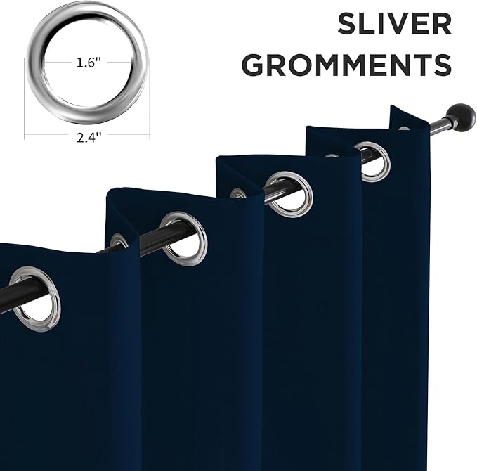 CUCRAF Navy Blue Blackout Curtains 84 Inches Long, Thermal Insulated Noise