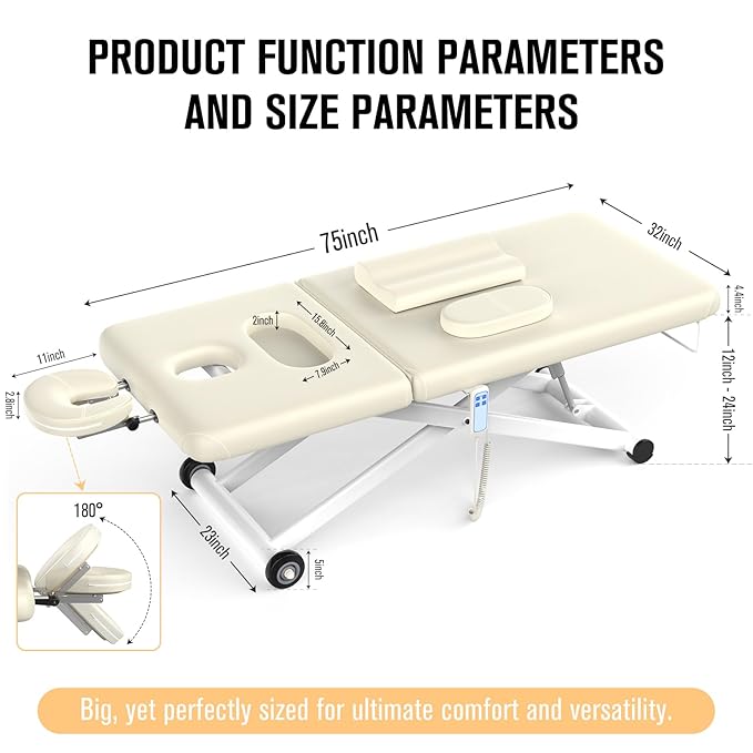 pouseayar Heavy Duty Electric Massage Table, Electric Lift and Electric