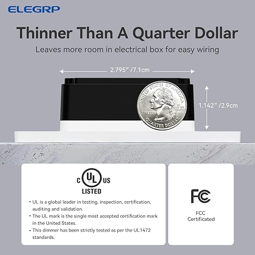 ELEGRP Dimmer Switch, Digital Dimmer Light Switch (10 Pack)