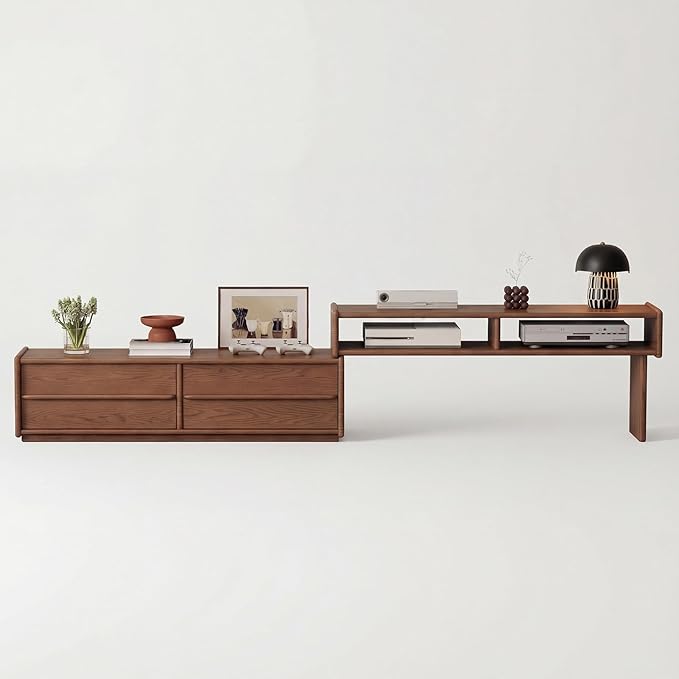 YQJJGL Solid Wood TV Stand for TVs up to 65 Inch， Walnut TV Stand