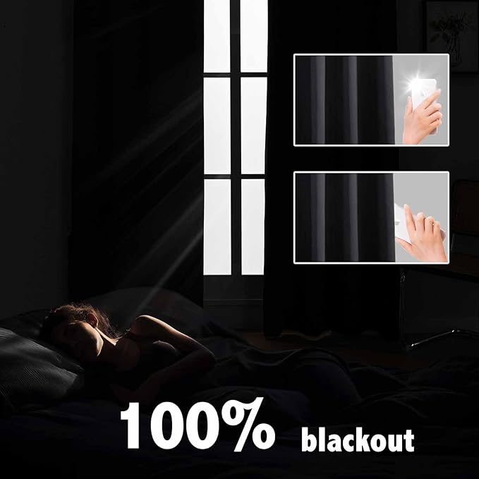 Anytime 100% Blackout Curtain 2 Panels Set, Thermal Insulated Window Drapes