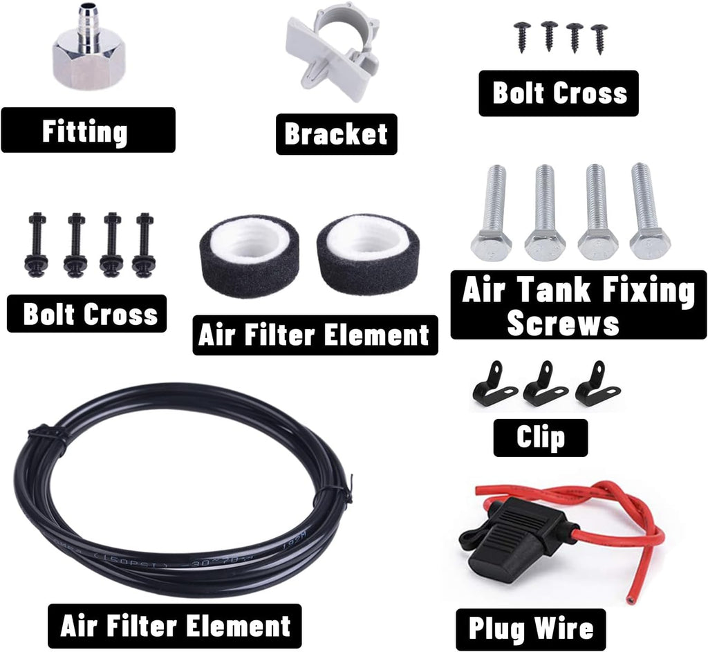150 PSI Air Compressor with 1.6 Gallon 200 PSI Air Tank Aluminum Air Compressor Onboard System 12V 1/4NPT for Train Truck Trailer Train Auto Air Lift Suspension Heavy Duty Air Horn Compressor
