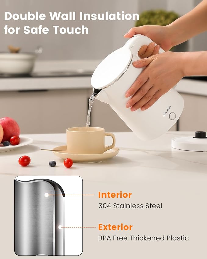 Electric Kettle Stainless Steel, 1.0L Small Water Boiler 1200W Fast Boiling