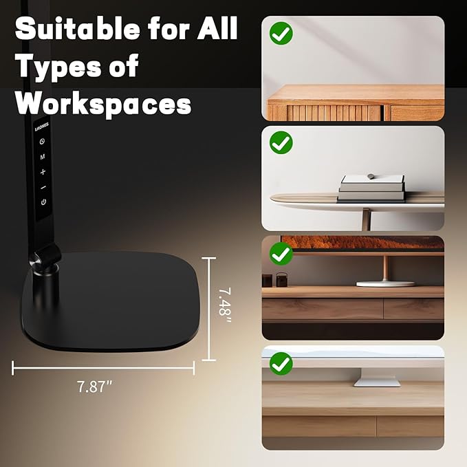 LitONES LED Desk Lamp for Home Office, Eye-Caring Modern Desk Light, 3 Color