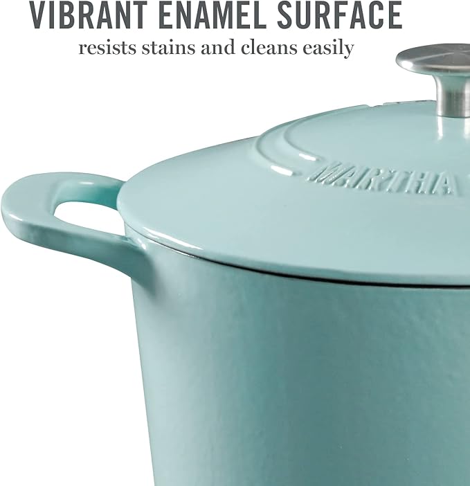 MARTHA STEWART Gatwick 7-Quart Enamel Cast Iron Dutch Oven – Martha Blue –