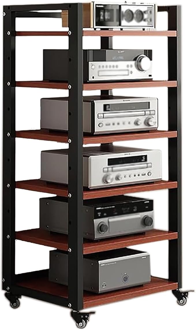 Dernoing 6 Tier Audio Rack Tower, CD Record Player Stereo Receiver AV Equipment