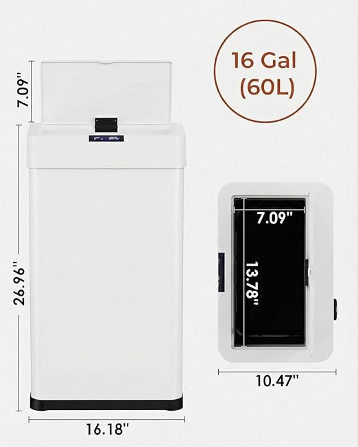 TLSUNNY 16 Gallon Motion Sensor Trash Can, Touchless Automatic Garbage Can