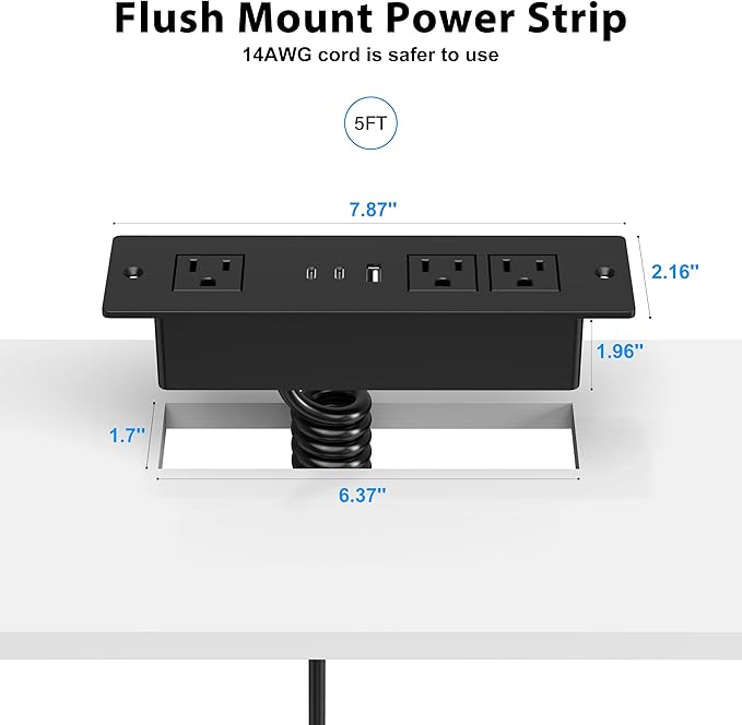 Furniture Drawer Outlet, Recessed Power Strip