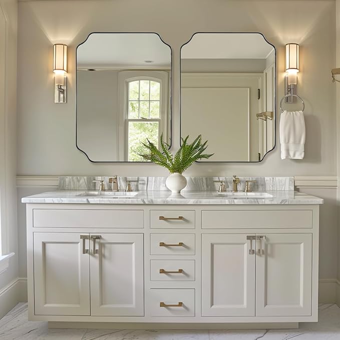 ANDY STAR Chrome Bathroom Mirror, 24x32 Inch Polished Chrome Rectangle Mirror