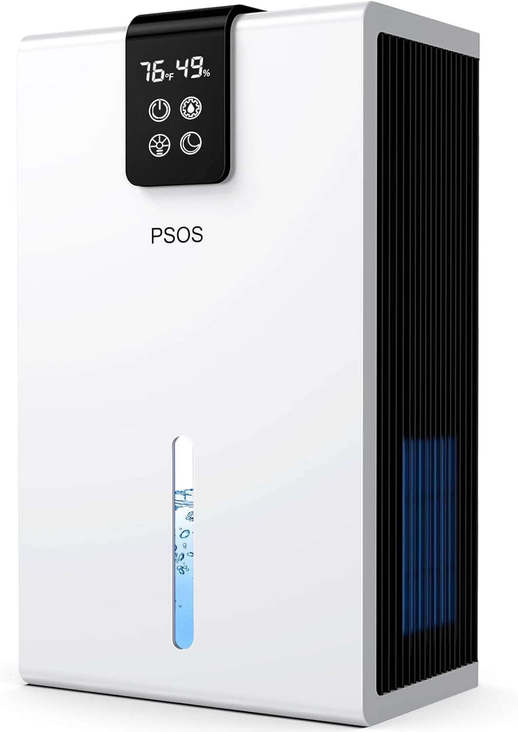 PSOS Dehumidifier, Dehumidifiers for Home, 98 OZ Water Tank, (1000 sq.ft) Quiet Dehumidifier for Basement Bathroom Bedroom with Humidity Display, Auto Shut Off, Relaxing 7 Color Ambient Light(White)
