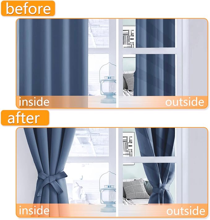 Hiasan Blackout Curtains for Bedroom, 60 x 63 Inches Length