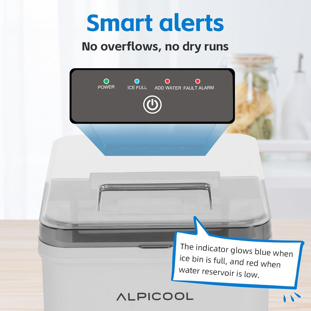 alpicool countertop bullet ice maker, ice machine 9 showing dimensions