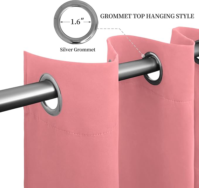Easy-Going Blackout Curtains for Bedroom, Solid Thermal Insulated Grommet and
