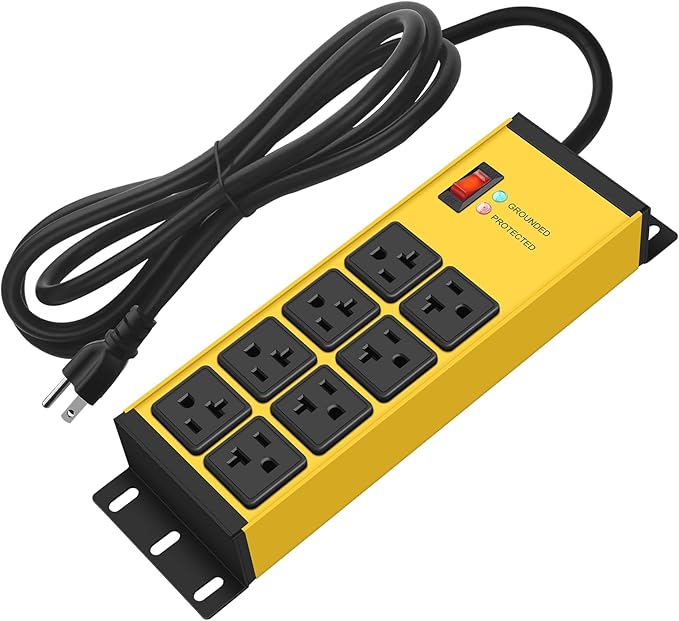 CCCEI Magnetic Heavy Duty Power Strip Surge Protector 20Amp, 12 Gauge High Amp