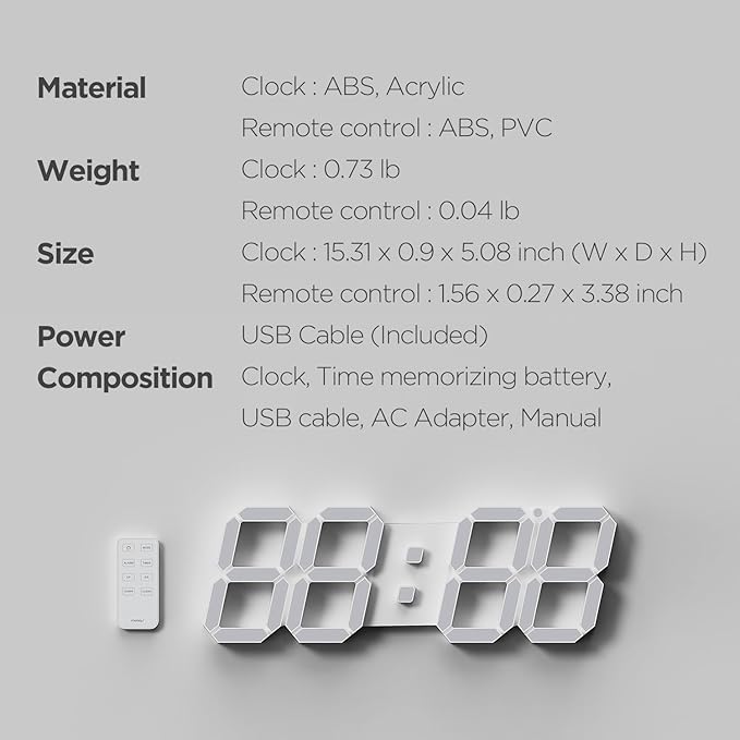 mooas 3D LED Clock