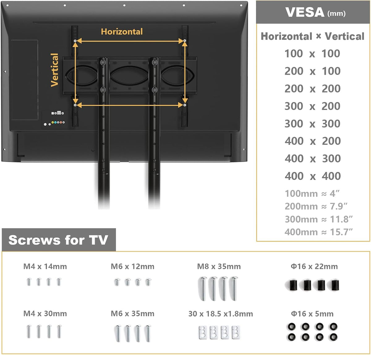 Mobile TV Stand with Upgraded Wheels for 32-75 Inch TVs up to 88 lbs