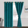 JIUZHEN Teal Velvet Curtains 72 inches Blackout Curtains (Set of 2)
