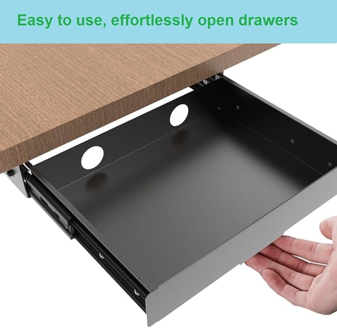 Under Desk Mounted Slide out Drawer, W 13.4" x D 9.3" Storage Organizer
