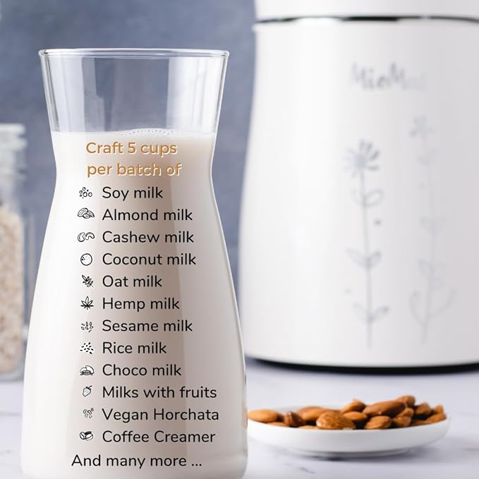 MioMat 8in1 Plant Based Milk Maker | Make 40oz of Natural Almond Milk, Soy Milk