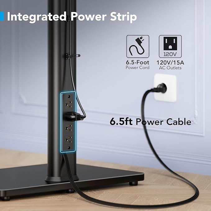 AX WABER Floor TV Stand with Power Outlet, Universal TV Stand Mount