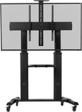 VIVO Aluminum Mobile TV Cart for 32 to 100 inch Screens up to 220 lbs, LCD LED OLED 4K Smart Flat and Curved Panels, Heavy Duty Stand, Shelf, Wheels, Max VESA 1000x600, Black, STAND-TV22B