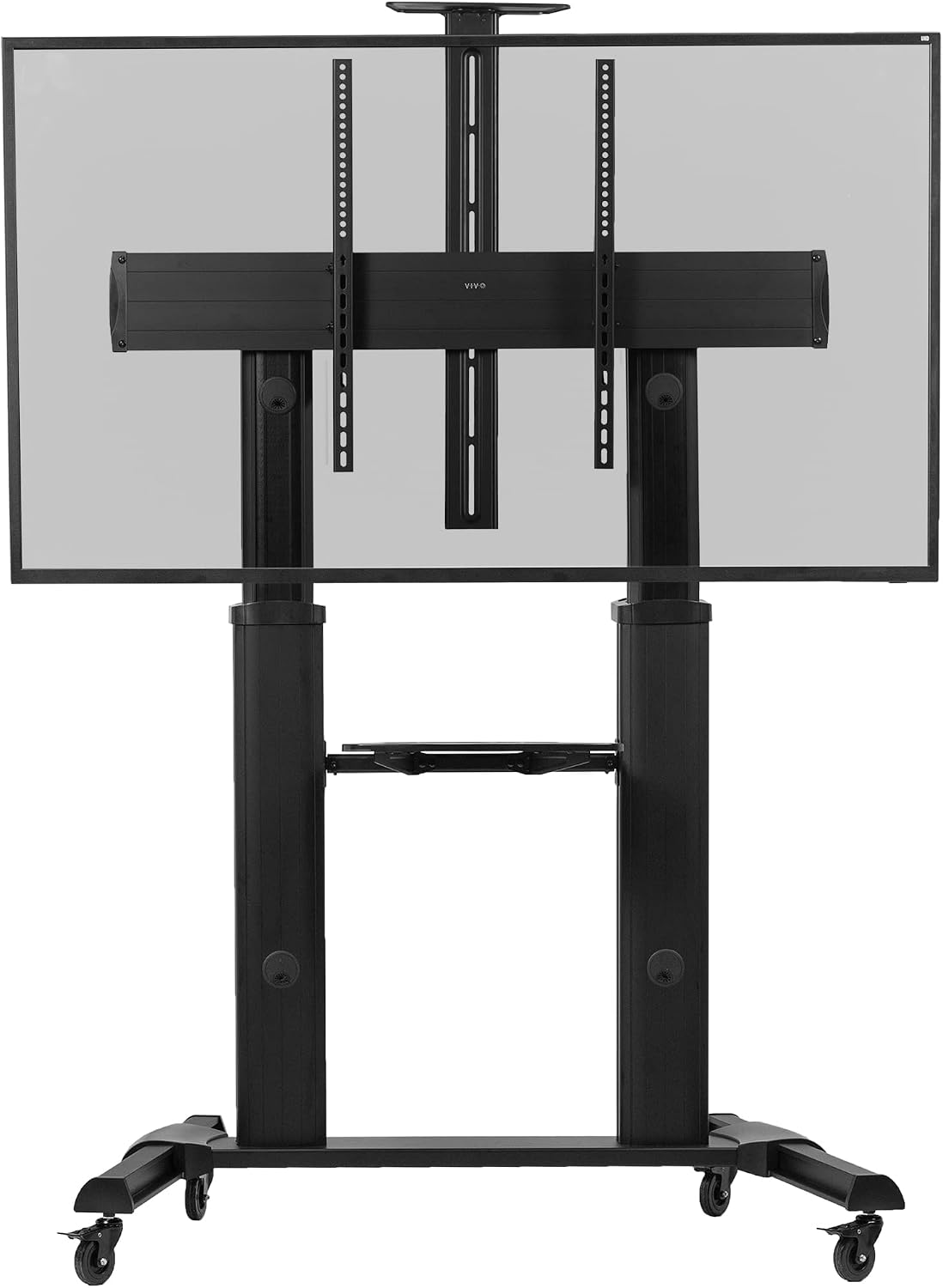 VIVO Aluminum Mobile TV Cart for 32 to 100 inch Screens up to 220 lbs, LCD LED OLED 4K Smart Flat and Curved Panels, Heavy Duty Stand, Shelf, Wheels, Max VESA 1000x600, Black, STAND-TV22B