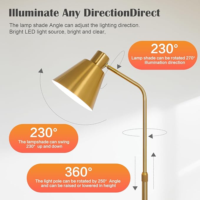 Gold Brass Industrial Floor Lamps