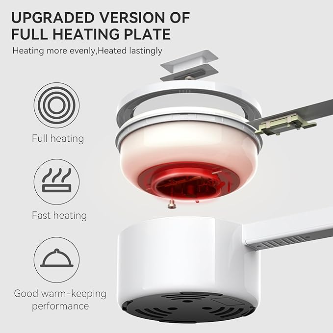 olakys. Electric Hot Pot with Steamer, 1.5L Ceramic Glaze Non-stick Portable Pot