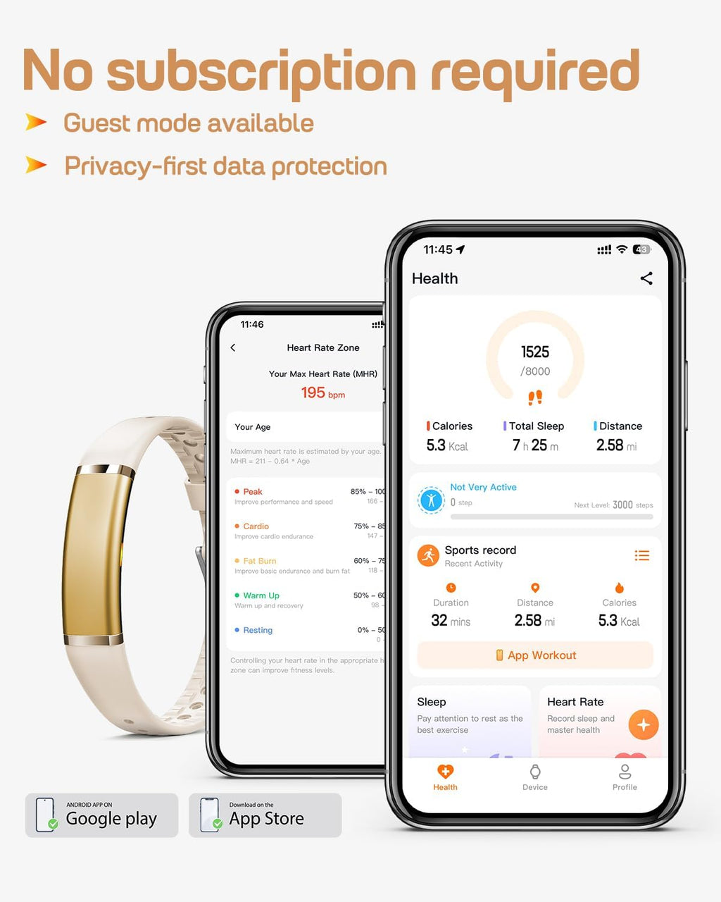 fitvii screenless fitness tracker for women men, health on a desk or shelf