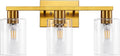 SOPEAS Gold 3-Light Bathroom Vanity Light, Modern Brushed Gold Vanity Lights
